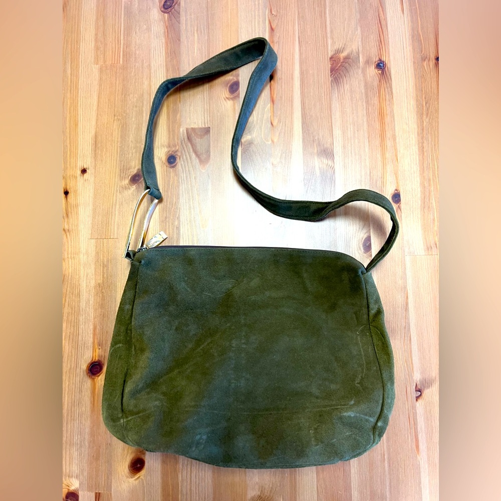 APOSTROPHE Medium Size Green Suede crossbody bag